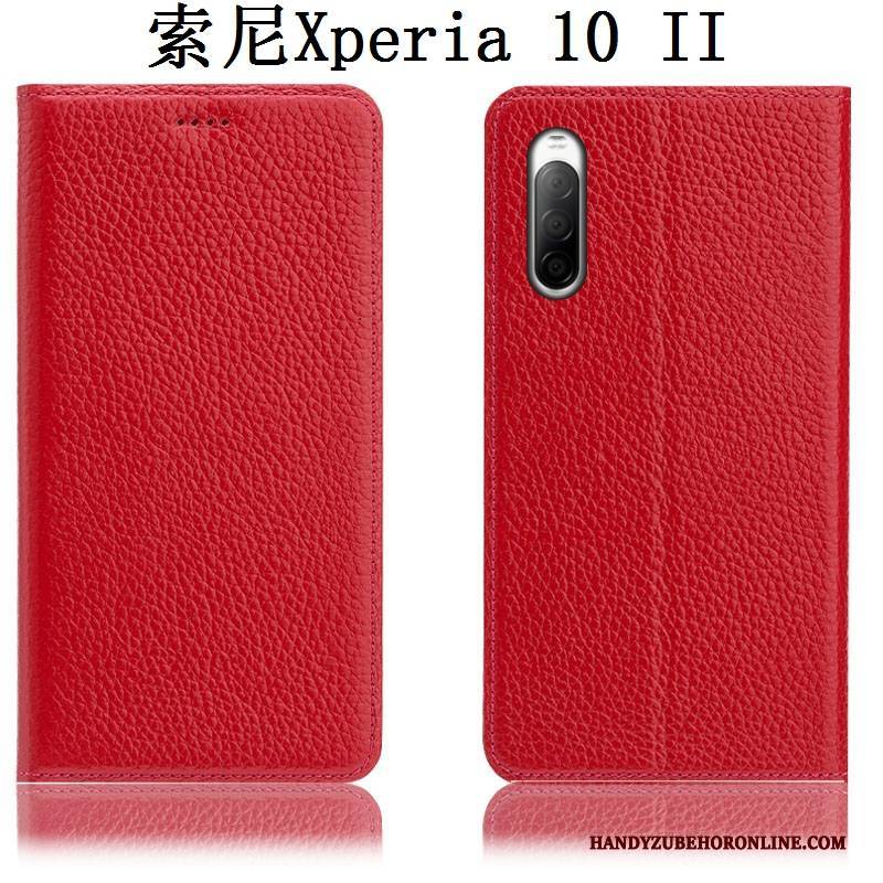 Hülle Sony Xperia 10 Ii Schutz Anti-sturz Litchi, Case Sony Xperia 10 Ii Leder Handyhüllen Blau