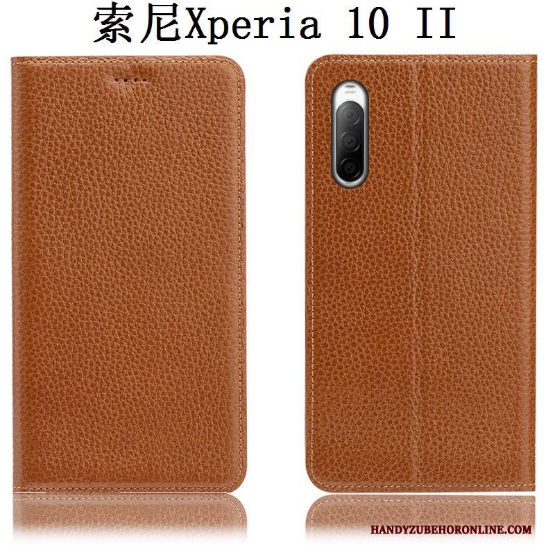 Hülle Sony Xperia 10 Ii Schutz Anti-sturz Litchi, Case Sony Xperia 10 Ii Leder Handyhüllen Blau