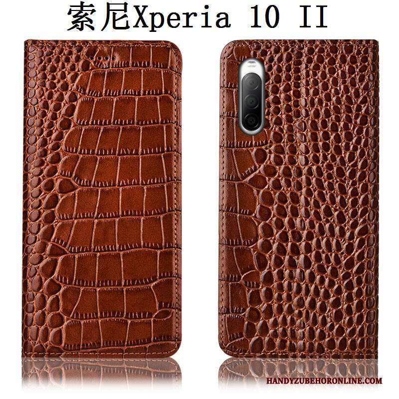 Hülle Sony Xperia 10 Ii Schutz Handyhüllen Anti-sturz, Case Sony Xperia 10 Ii Taschen Schwarz Krokodilmuster