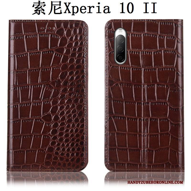 Hülle Sony Xperia 10 Ii Schutz Handyhüllen Anti-sturz, Case Sony Xperia 10 Ii Taschen Schwarz Krokodilmuster