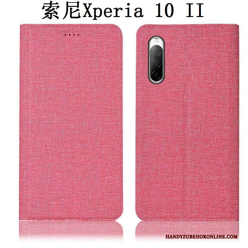 Hülle Sony Xperia 10 Ii Schutz Handyhüllen Rosa, Case Sony Xperia 10 Ii Folio Baumwolle Und Leinen Anti-sturz