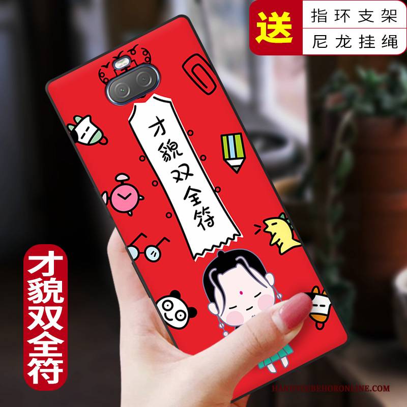 Hülle Sony Xperia 10 Plus Silikon Persönlichkeit Chinesische Art, Case Sony Xperia 10 Plus Kreativ Handyhüllen Rot