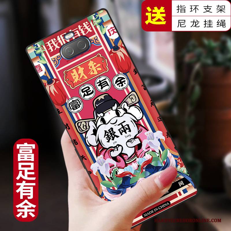 Hülle Sony Xperia 10 Plus Silikon Persönlichkeit Chinesische Art, Case Sony Xperia 10 Plus Kreativ Handyhüllen Rot