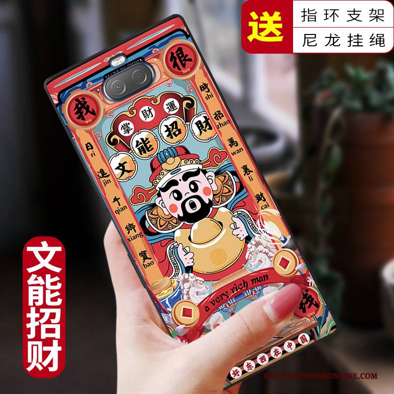 Hülle Sony Xperia 10 Plus Silikon Persönlichkeit Chinesische Art, Case Sony Xperia 10 Plus Kreativ Handyhüllen Rot