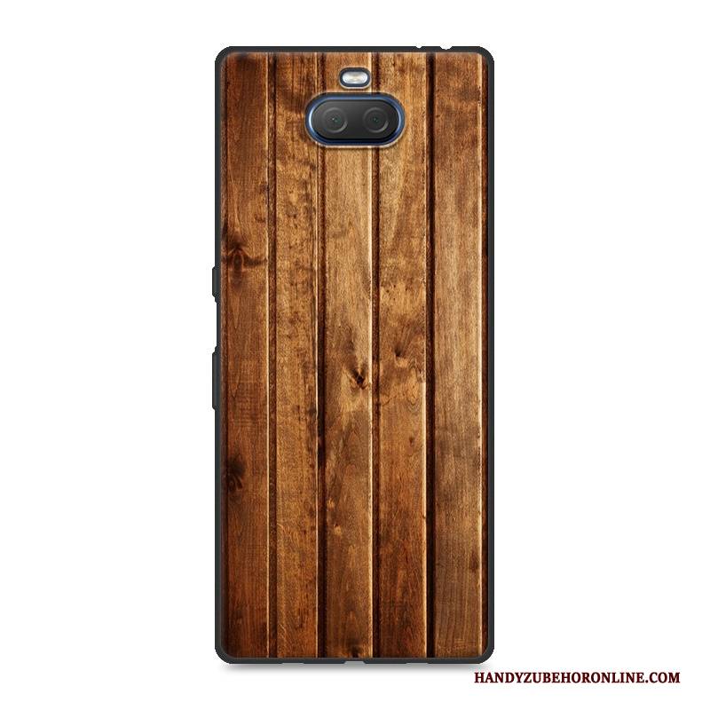 Hülle Sony Xperia 10 Plus Silikon Trend Anti-sturz, Case Sony Xperia 10 Plus Holzmaserung Blau Persönlichkeit