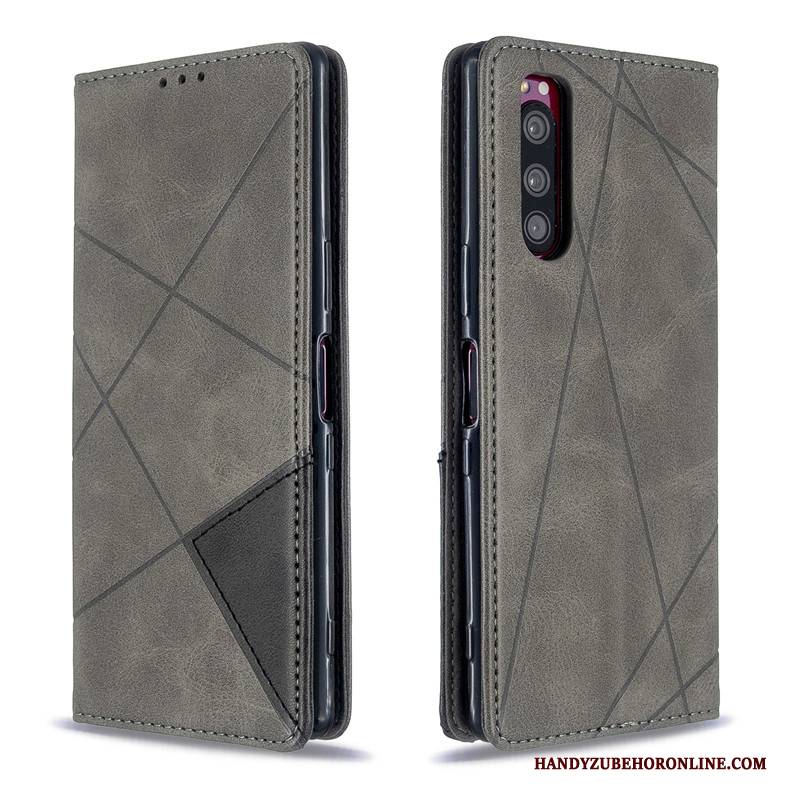 Hülle Sony Xperia 5 Folio Hängende Verzierungen Einfarbig, Case Sony Xperia 5 Leder Business Schwarz