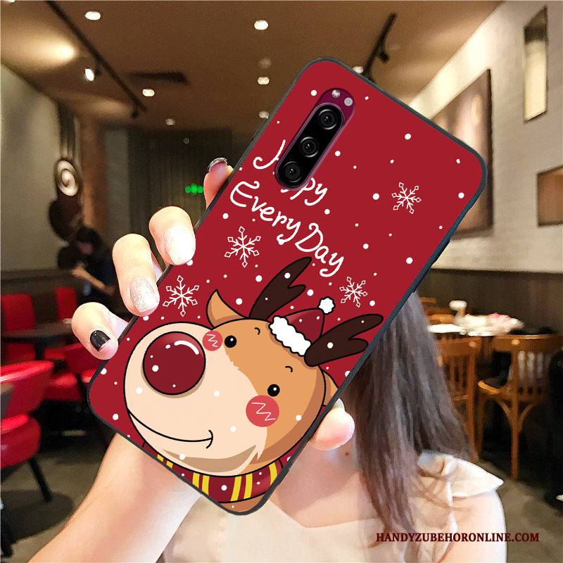 Hülle Sony Xperia 5 Karikatur Trendmarke Handyhüllen, Case Sony Xperia 5 Schutz Rot Nubuck