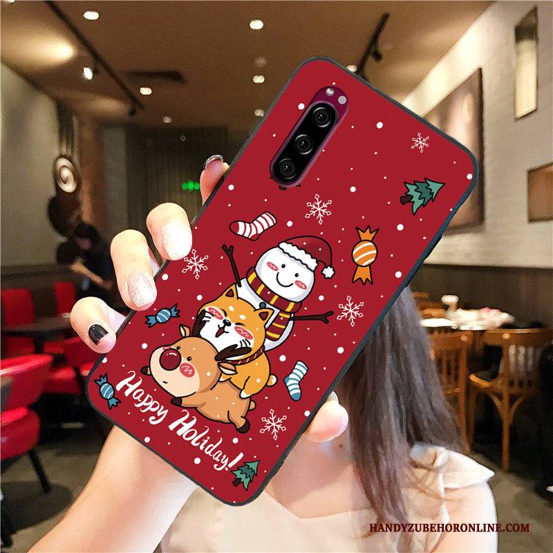 Hülle Sony Xperia 5 Karikatur Trendmarke Handyhüllen, Case Sony Xperia 5 Schutz Rot Nubuck