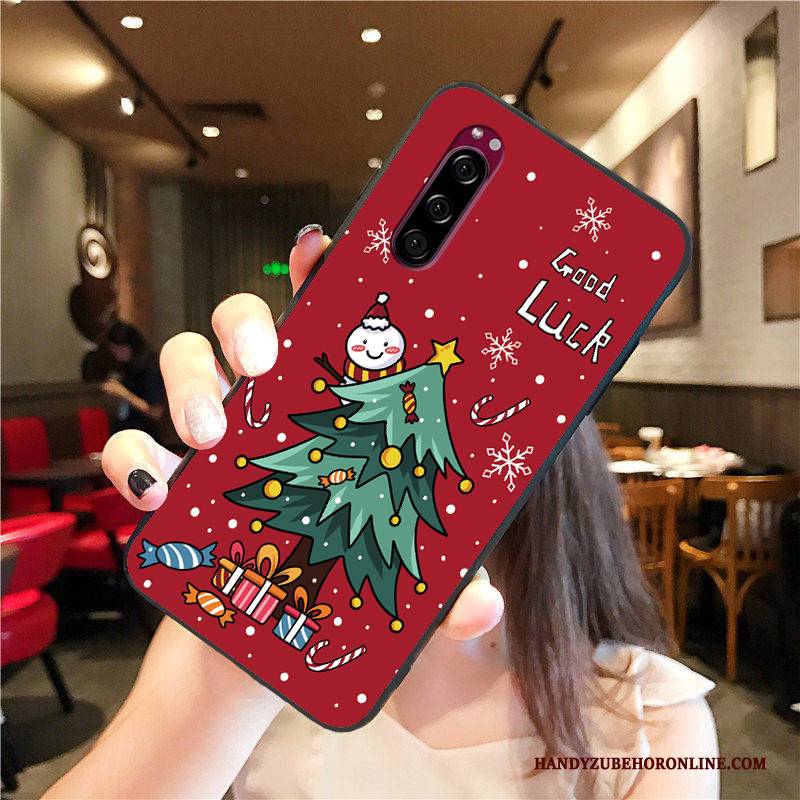 Hülle Sony Xperia 5 Karikatur Trendmarke Handyhüllen, Case Sony Xperia 5 Schutz Rot Nubuck