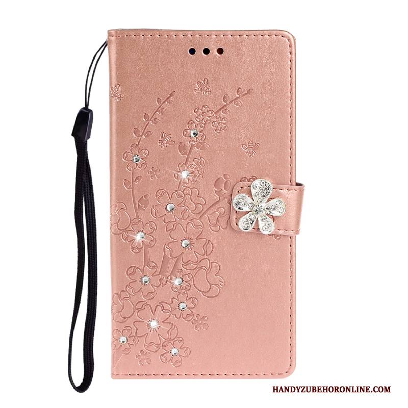 Hülle Sony Xperia 5 Lederhülle Handyhüllen Rosa, Case Sony Xperia 5 Silikon Pflaumenblüte