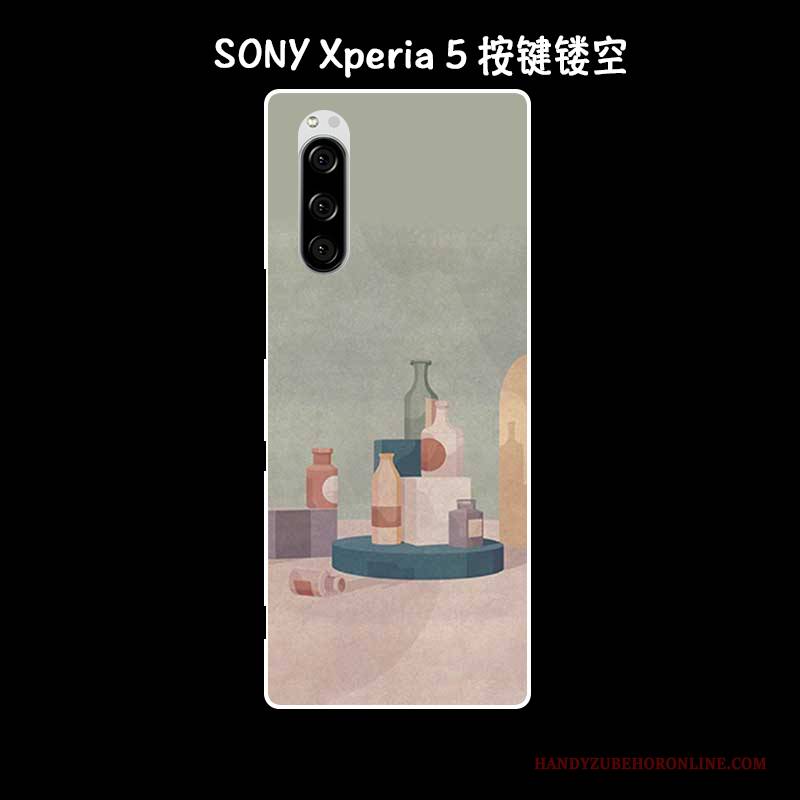 Hülle Sony Xperia 5 Silikon Kunst Handyhüllen, Case Sony Xperia 5 Retro Grün Anti-sturz