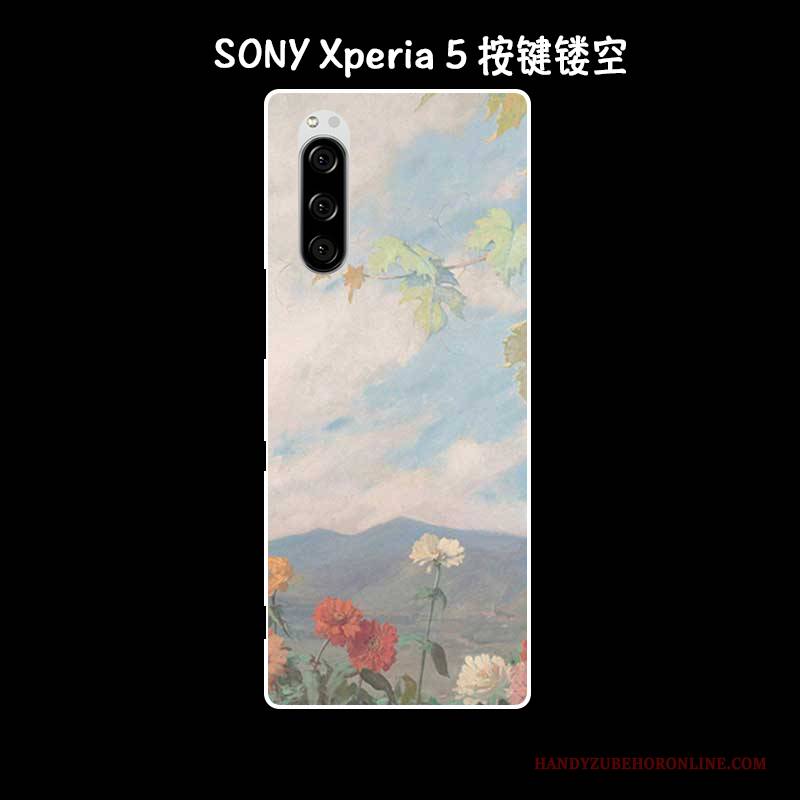 Hülle Sony Xperia 5 Silikon Kunst Handyhüllen, Case Sony Xperia 5 Retro Grün Anti-sturz