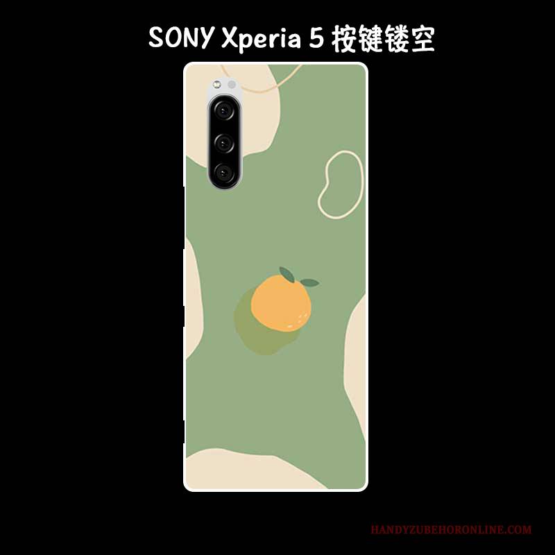 Hülle Sony Xperia 5 Silikon Kunst Handyhüllen, Case Sony Xperia 5 Retro Grün Anti-sturz