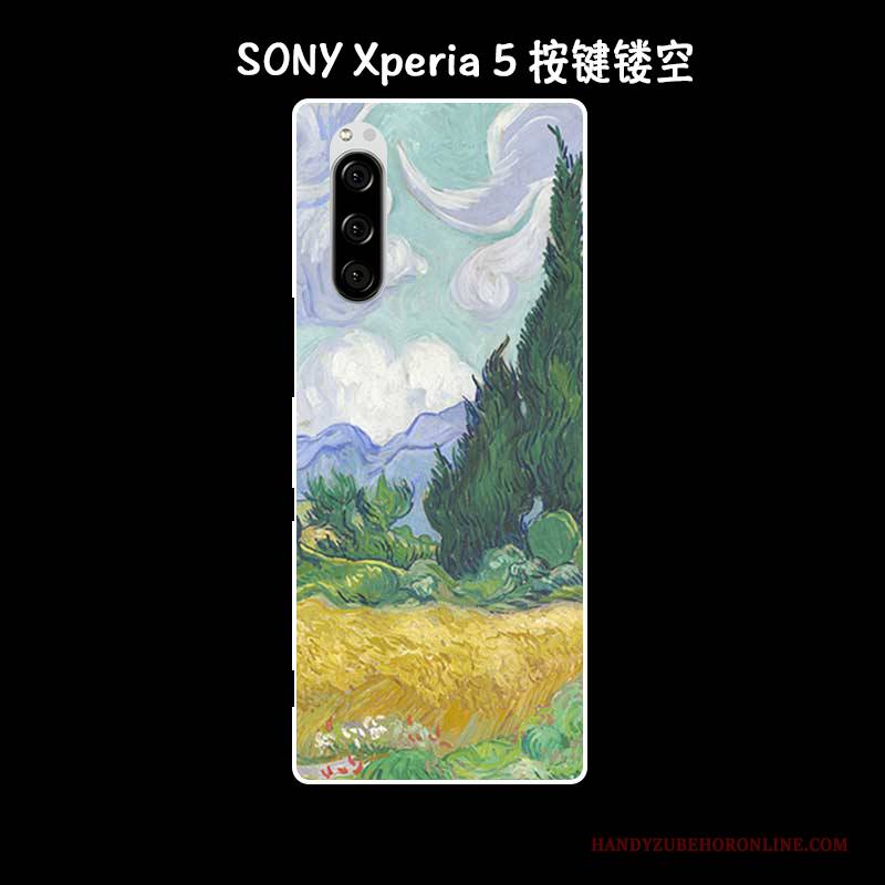 Hülle Sony Xperia 5 Silikon Kunst Handyhüllen, Case Sony Xperia 5 Retro Grün Anti-sturz