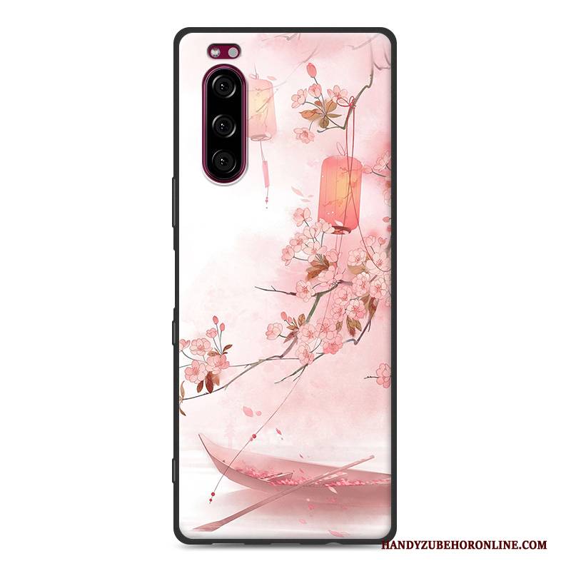 Hülle Sony Xperia 5 Silikon Trend Handyhüllen, Case Sony Xperia 5 Taschen Chinesische Art Rosa