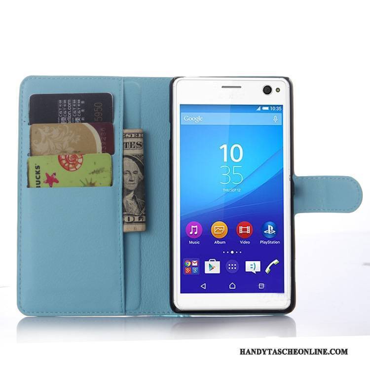 Hülle Sony Xperia C4 Geldbörse Grau Handyhüllen, Case Sony Xperia C4 Lederhülle