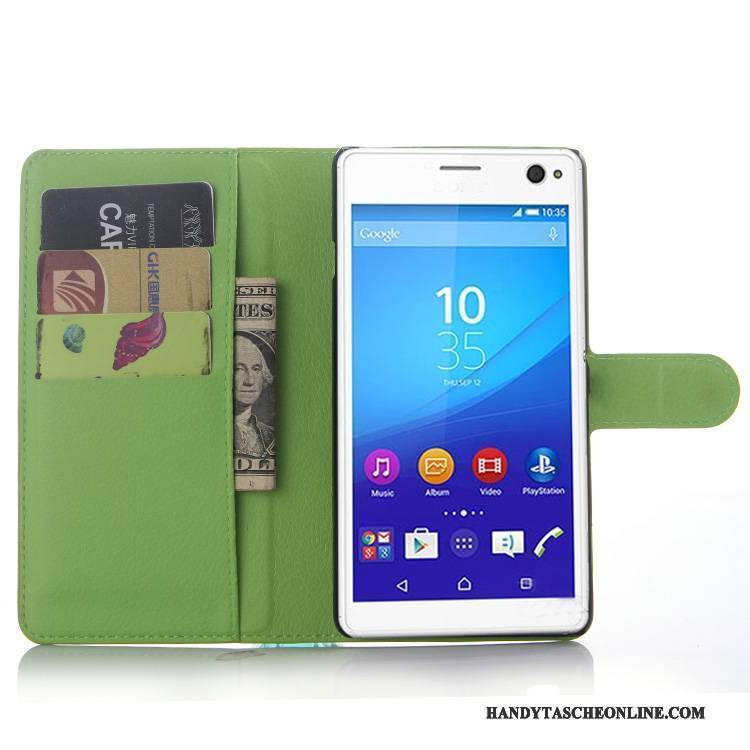 Hülle Sony Xperia C4 Geldbörse Grau Handyhüllen, Case Sony Xperia C4 Lederhülle