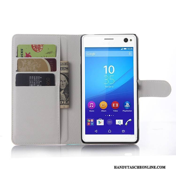 Hülle Sony Xperia C4 Geldbörse Grau Handyhüllen, Case Sony Xperia C4 Lederhülle