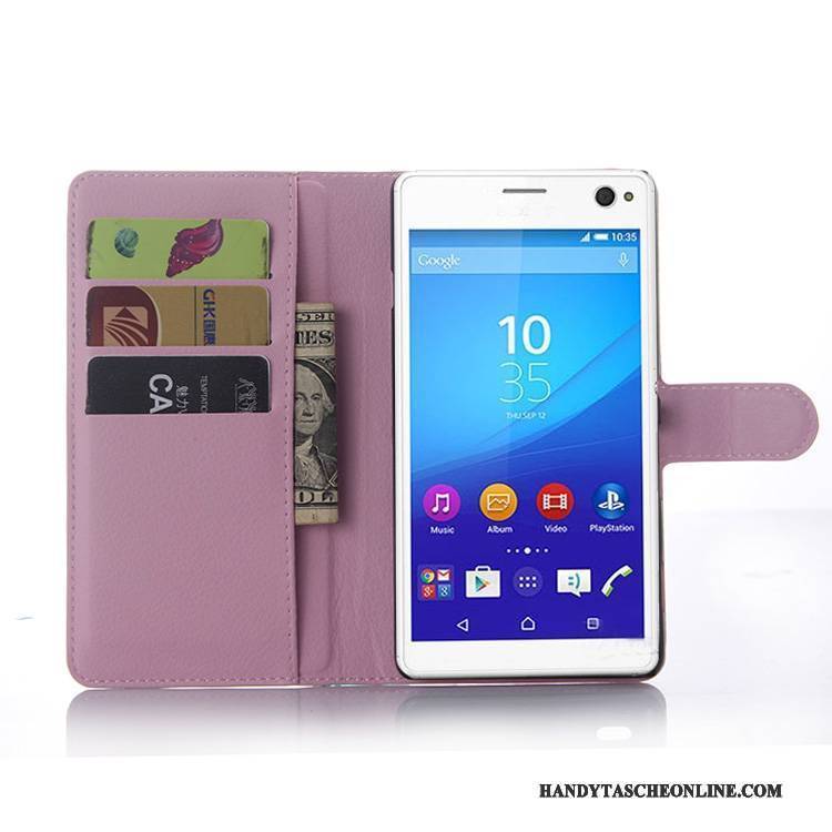 Hülle Sony Xperia C4 Geldbörse Grau Handyhüllen, Case Sony Xperia C4 Lederhülle