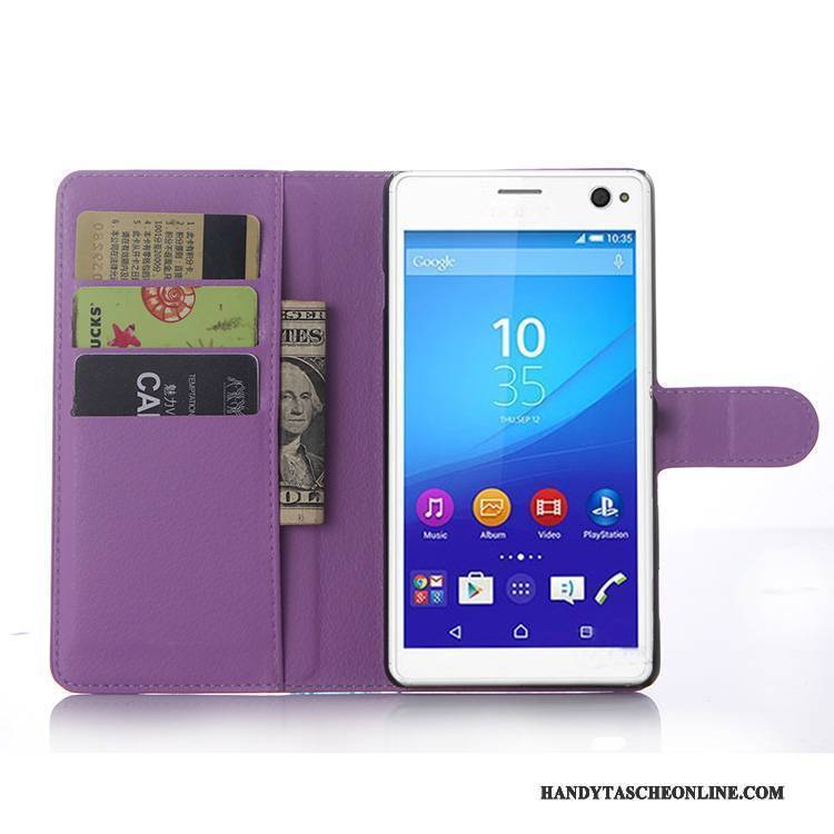 Hülle Sony Xperia C4 Geldbörse Grau Handyhüllen, Case Sony Xperia C4 Lederhülle