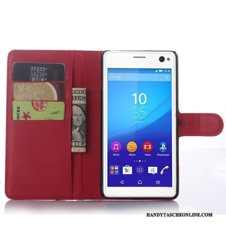 Hülle Sony Xperia C4 Geldbörse Grau Handyhüllen, Case Sony Xperia C4 Lederhülle