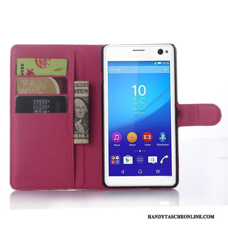 Hülle Sony Xperia C4 Geldbörse Grau Handyhüllen, Case Sony Xperia C4 Lederhülle