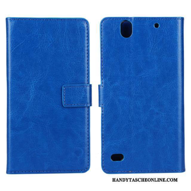 Hülle Sony Xperia C4 Lederhülle Schwarz Handyhüllen, Case Sony Xperia C4 Schutz Blau