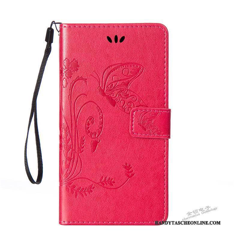 Hülle Sony Xperia C5 Ultra Dual Lederhülle Rot Handyhüllen, Case Sony Xperia C5 Ultra Dual Schutz