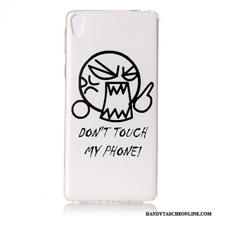 Hülle Sony Xperia E5 Karikatur Weiß Handyhüllen, Case Sony Xperia E5 Silikon