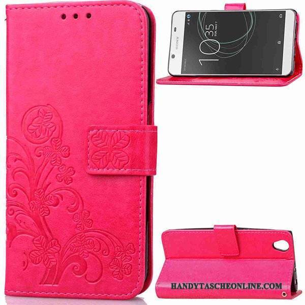 Hülle Sony Xperia L1 Folio Anti-sturz Rot, Case Sony Xperia L1 Lederhülle Hängende Verzierungen