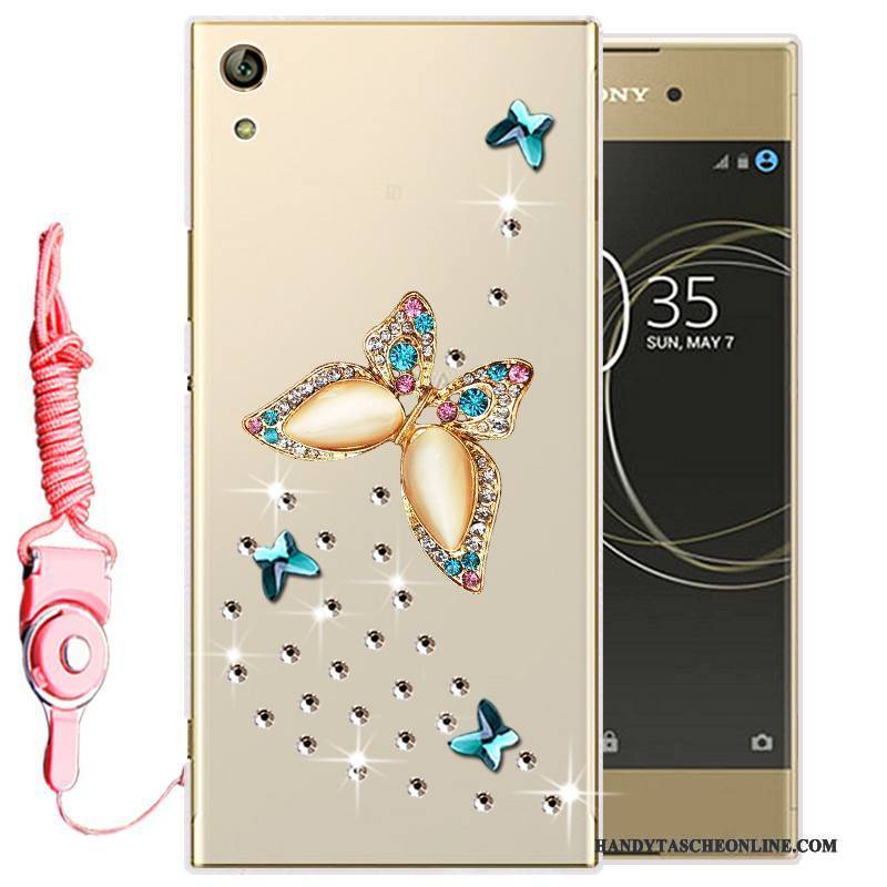 Hülle Sony Xperia L1 Strass Gold Handyhüllen, Case Sony Xperia L1 Weiche