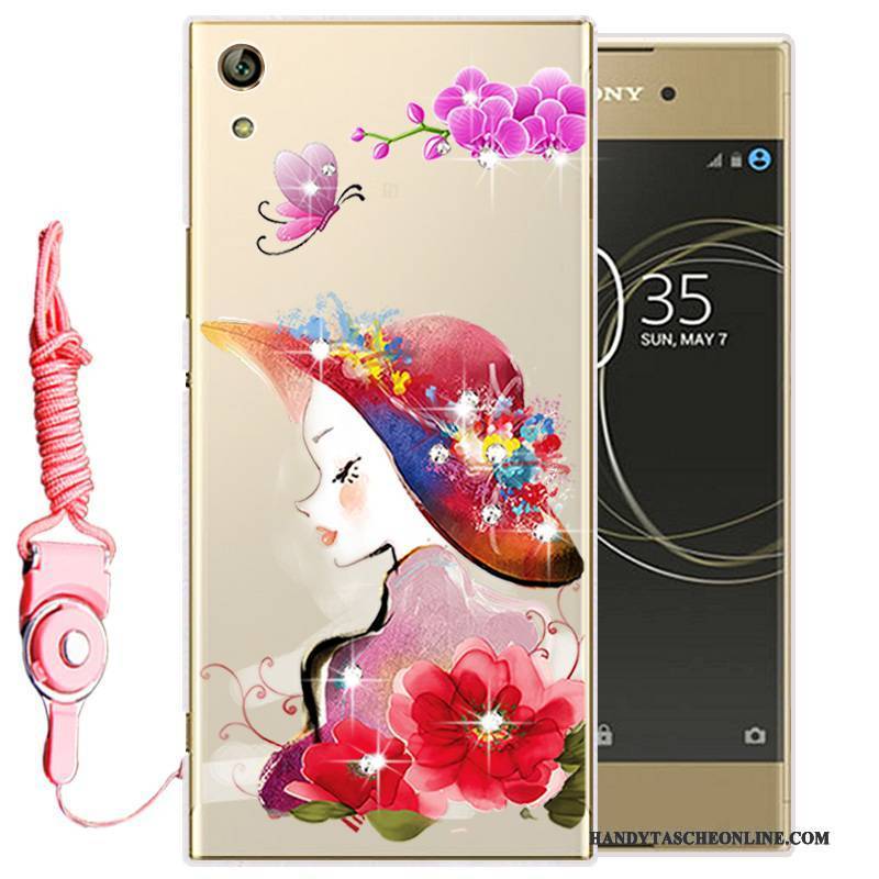 Hülle Sony Xperia L1 Strass Gold Handyhüllen, Case Sony Xperia L1 Weiche