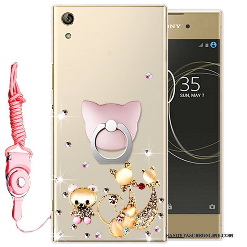 Hülle Sony Xperia L1 Strass Gold Handyhüllen, Case Sony Xperia L1 Weiche