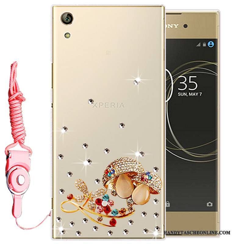 Hülle Sony Xperia L1 Strass Gold Handyhüllen, Case Sony Xperia L1 Weiche