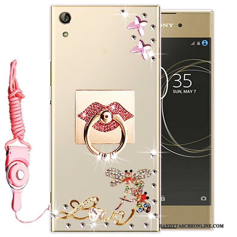 Hülle Sony Xperia L1 Strass Gold Handyhüllen, Case Sony Xperia L1 Weiche