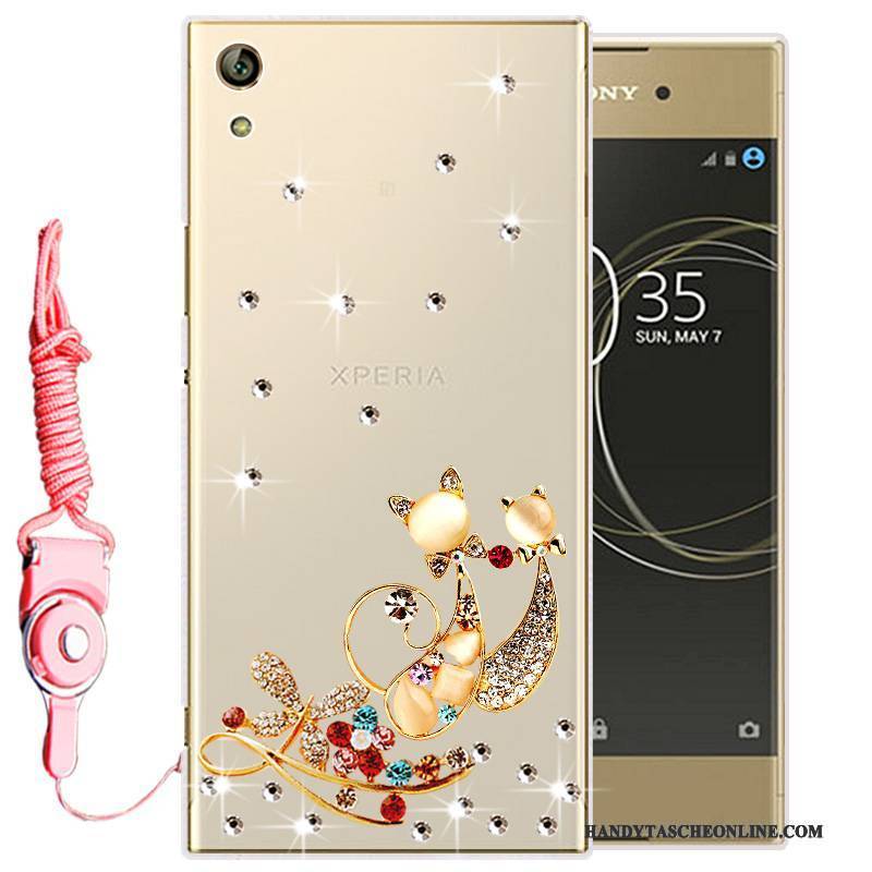 Hülle Sony Xperia L1 Strass Gold Handyhüllen, Case Sony Xperia L1 Weiche