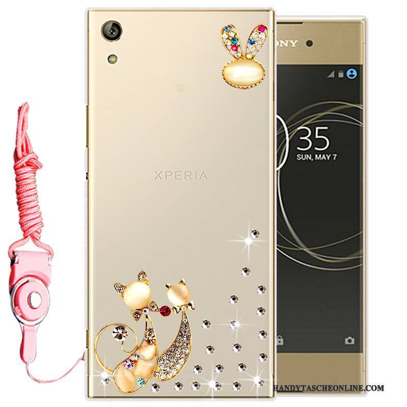 Hülle Sony Xperia L1 Strass Gold Handyhüllen, Case Sony Xperia L1 Weiche