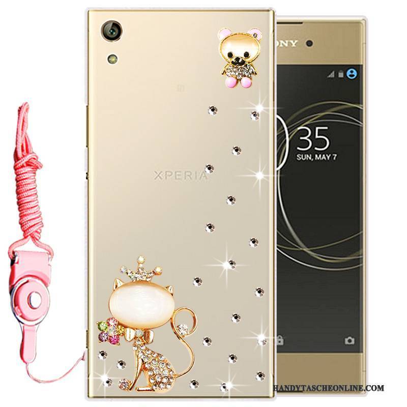 Hülle Sony Xperia L1 Strass Gold Handyhüllen, Case Sony Xperia L1 Weiche