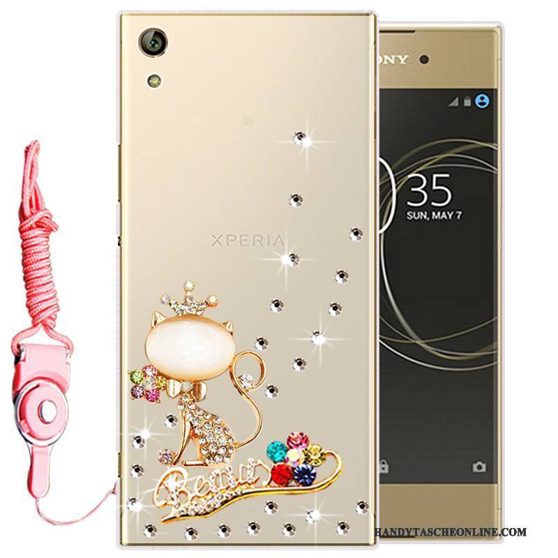 Hülle Sony Xperia L1 Strass Gold Handyhüllen, Case Sony Xperia L1 Weiche