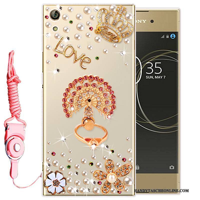 Hülle Sony Xperia L1 Strass Gold Handyhüllen, Case Sony Xperia L1 Weiche