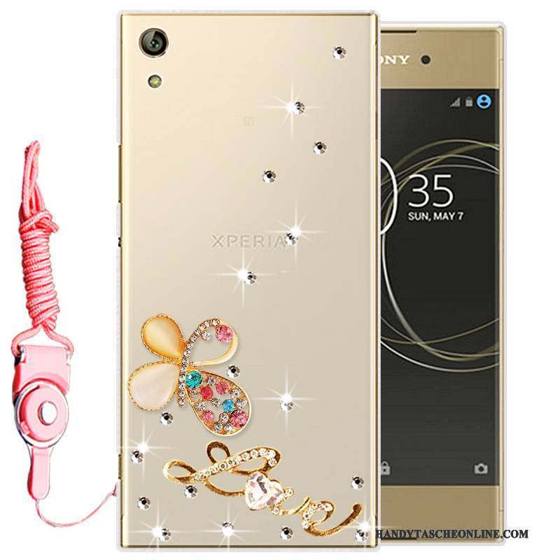 Hülle Sony Xperia L1 Strass Gold Handyhüllen, Case Sony Xperia L1 Weiche