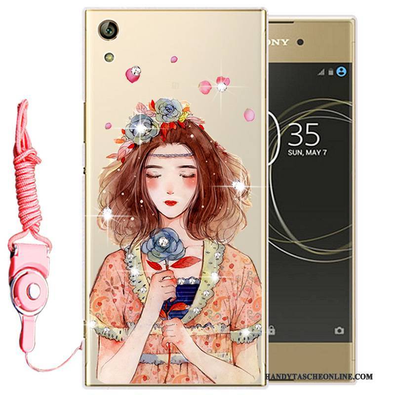 Hülle Sony Xperia L1 Strass Gold Handyhüllen, Case Sony Xperia L1 Weiche