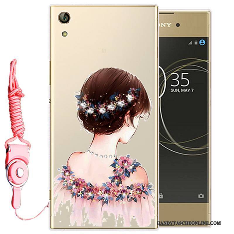 Hülle Sony Xperia L1 Strass Gold Handyhüllen, Case Sony Xperia L1 Weiche