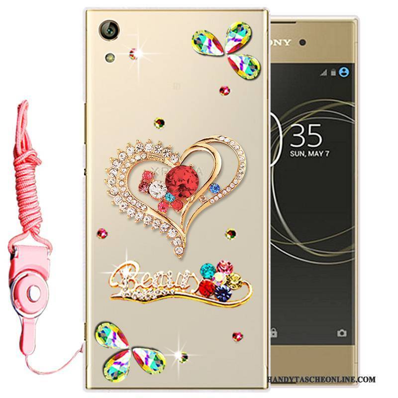 Hülle Sony Xperia L1 Strass Gold Handyhüllen, Case Sony Xperia L1 Weiche