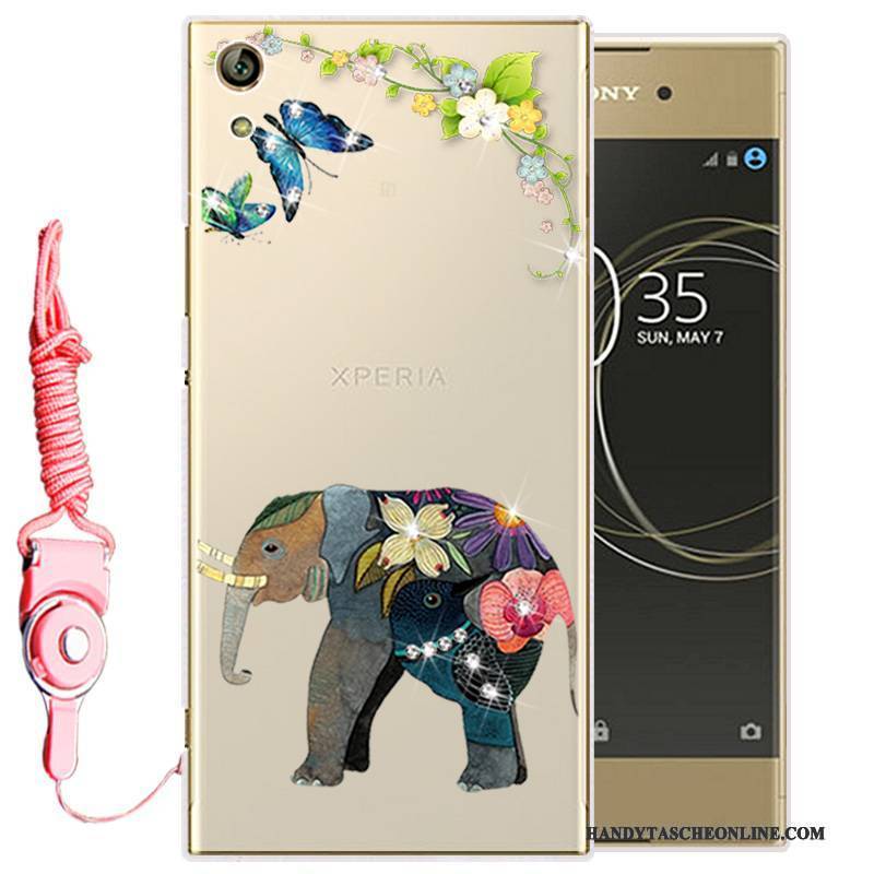 Hülle Sony Xperia L1 Strass Gold Handyhüllen, Case Sony Xperia L1 Weiche