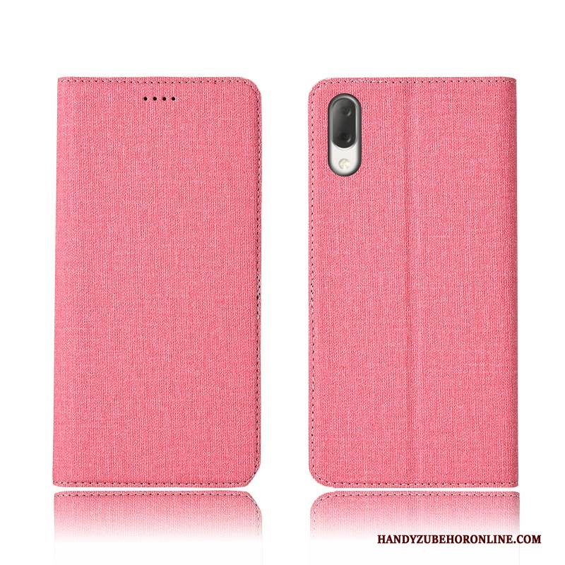 Hülle Sony Xperia L3 Lederhülle Baumwolle Und Leinen Handyhüllen, Case Sony Xperia L3 Taschen Neu Rosa