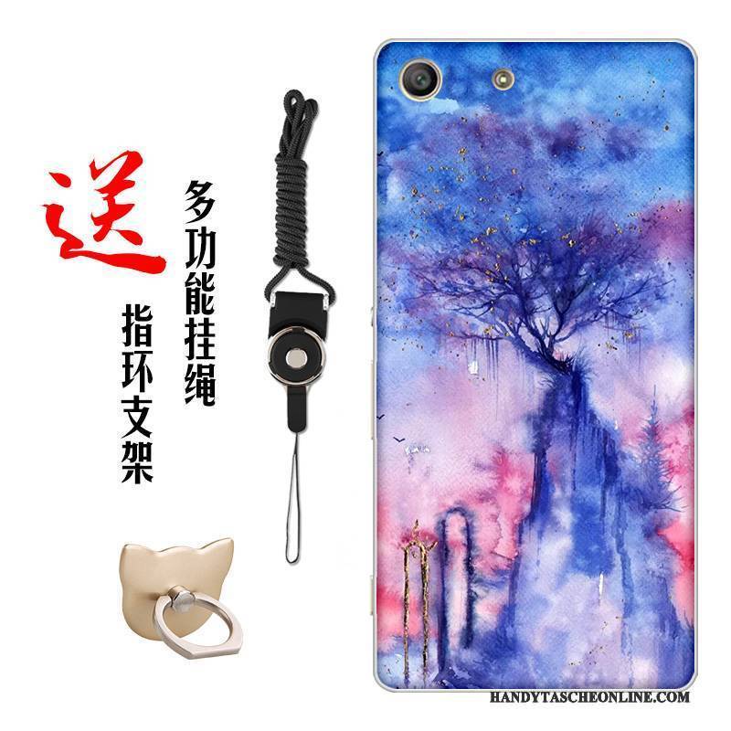 Hülle Sony Xperia M5 Dual Weiche Blumen Chinesische Art, Case Sony Xperia M5 Dual Silikon Handyhüllen Weiß