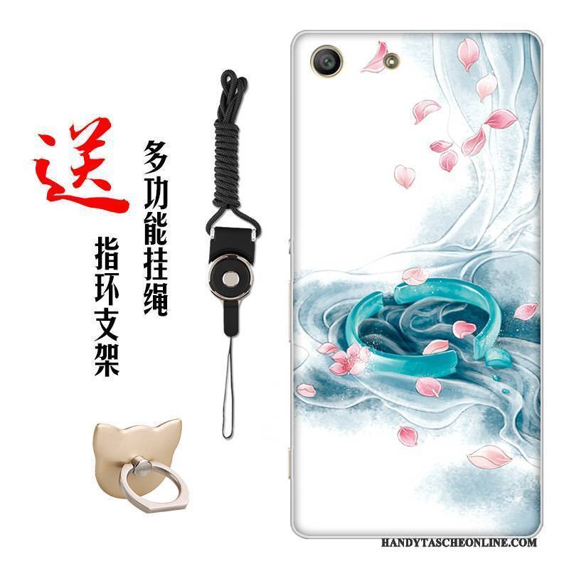 Hülle Sony Xperia M5 Dual Weiche Blumen Chinesische Art, Case Sony Xperia M5 Dual Silikon Handyhüllen Weiß