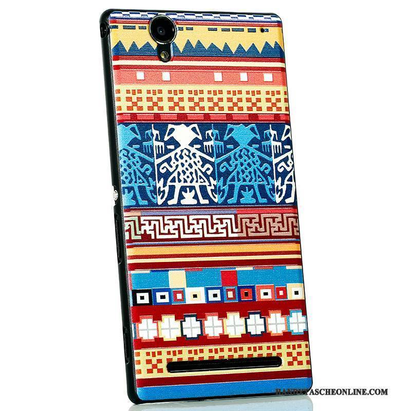 Hülle Sony Xperia T2 Karikatur Neu Nubuck, Case Sony Xperia T2 Schutz Handyhüllen Schwarz