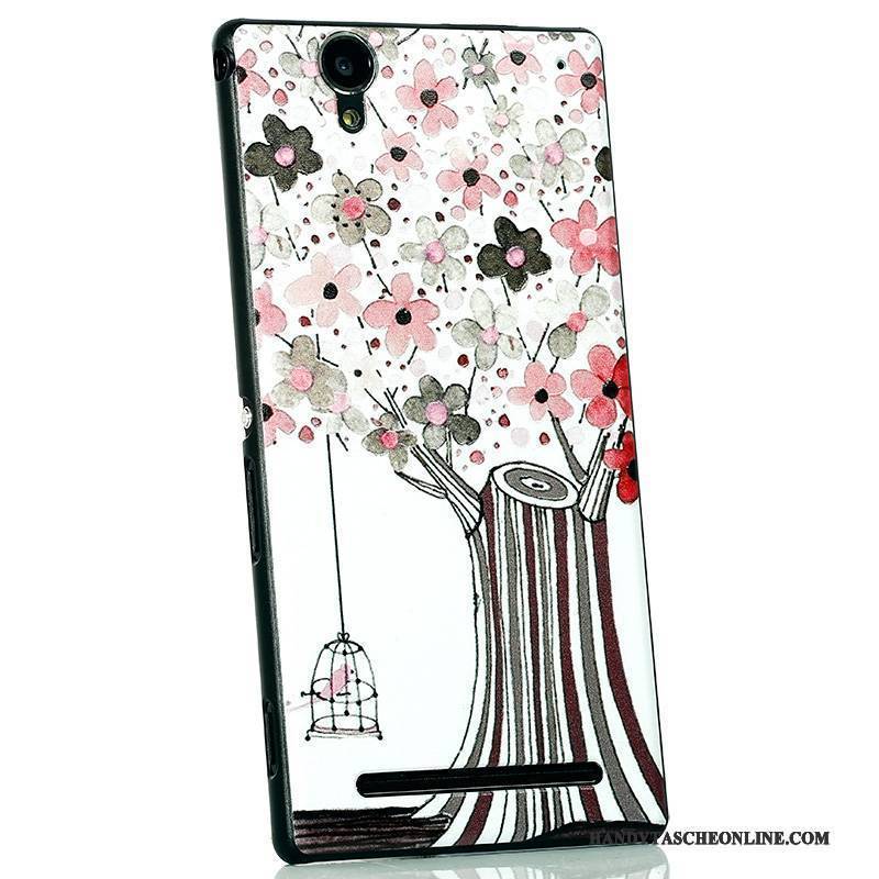 Hülle Sony Xperia T2 Karikatur Neu Nubuck, Case Sony Xperia T2 Schutz Handyhüllen Schwarz